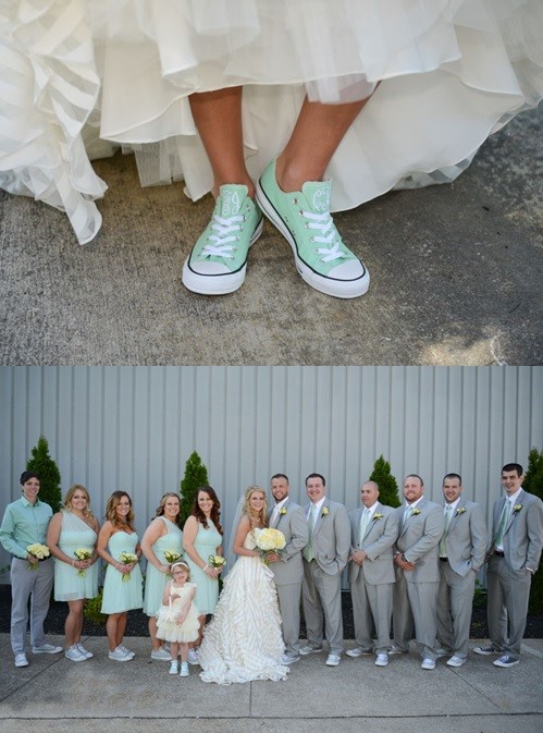 bride wearing converse shoes