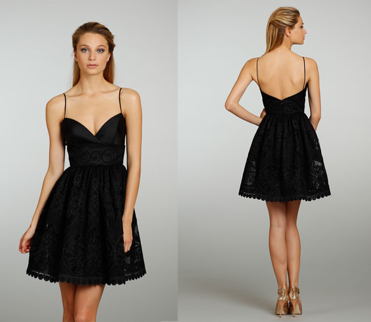 Black lace top bridesmaid dresses