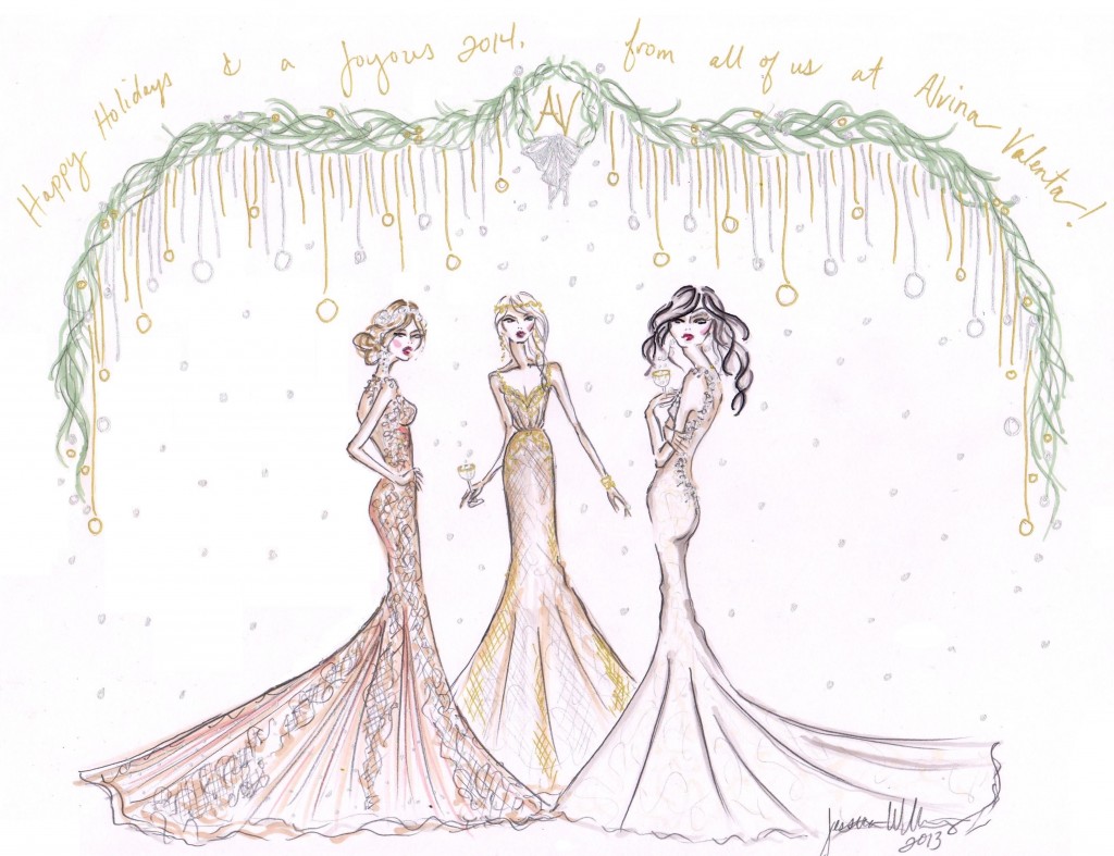 holiday wedding gown sketches