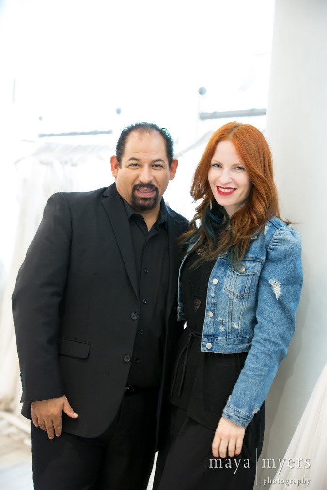Lazaro with Fashion Director at Maria Elena Headpieces, Gisele Del Busto