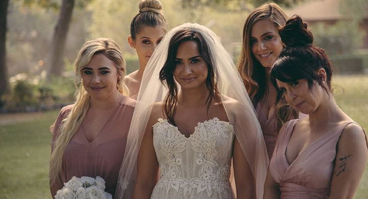 Demi Lovato Lovely In Lazaro Jlm Couture Lazaro Bridal Dress