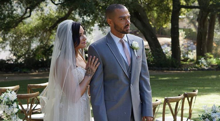 Demi Lovato Lovely In Lazaro Jlm Couture Lazaro Bridal Dress