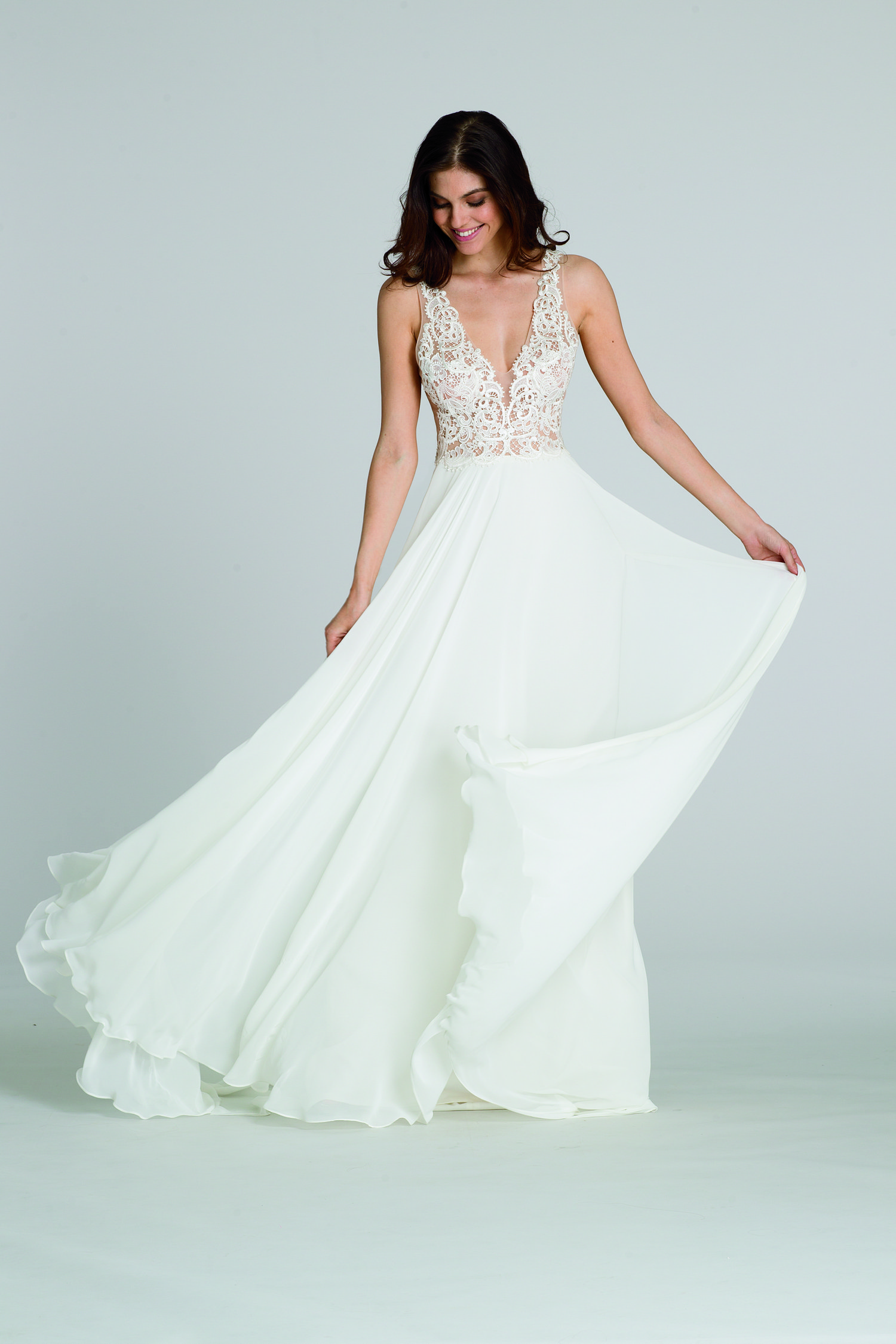 Lovely White Satin High-low Beach Bridal Dress - Lunss