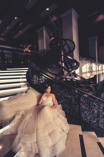 Bride on steps