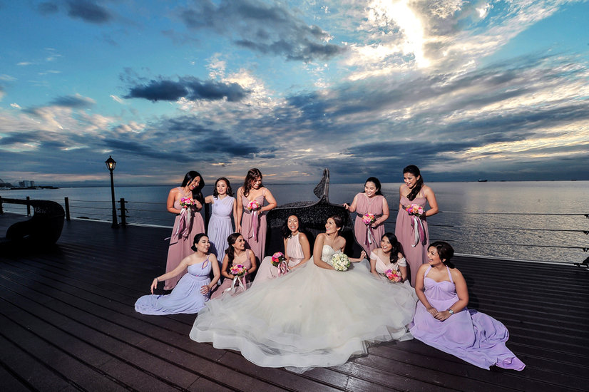 Bride with bridesmaids