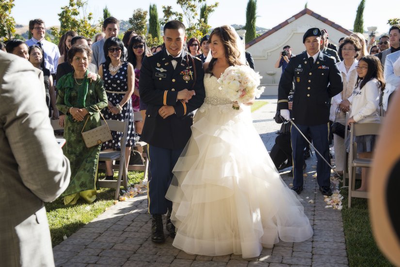 Bride and Groom with flowers