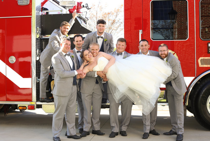 Bride with groomsmen