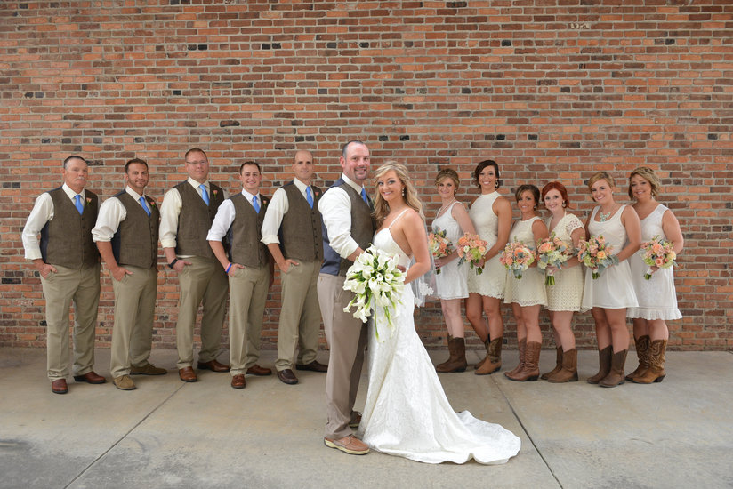 bride and groom wedding party