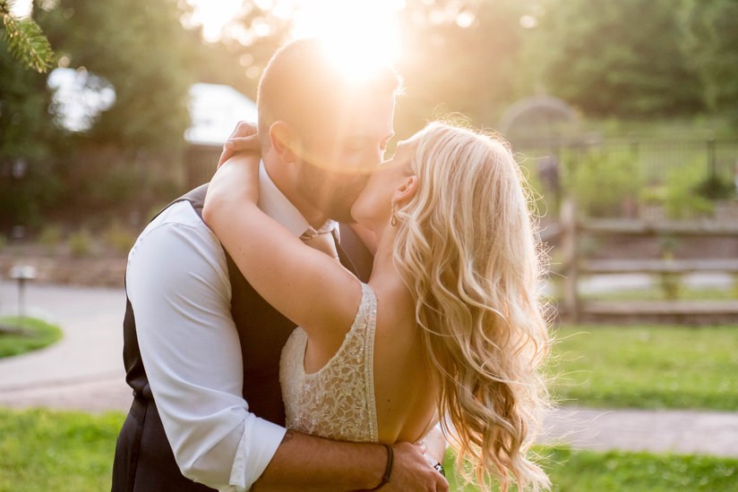 Bride and Groom Kiss