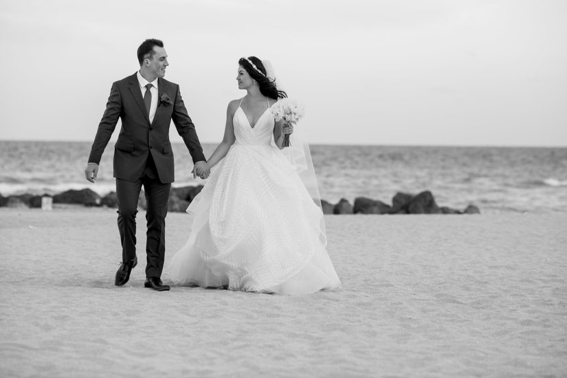 Bride and Groom on the Beach