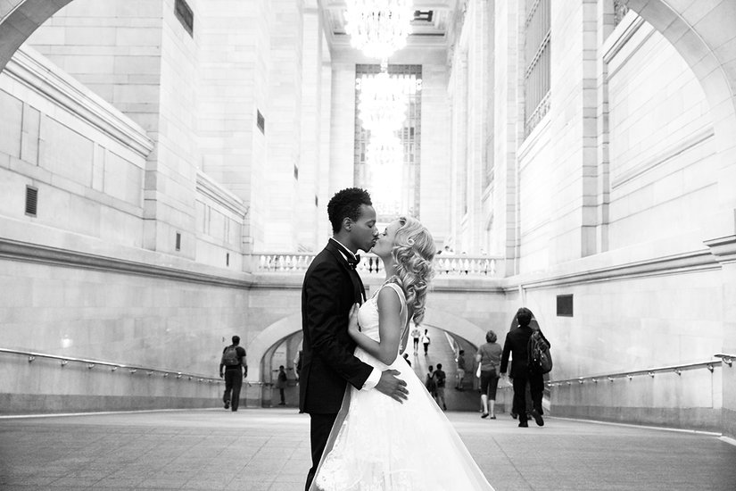 Bride and Groom Kiss