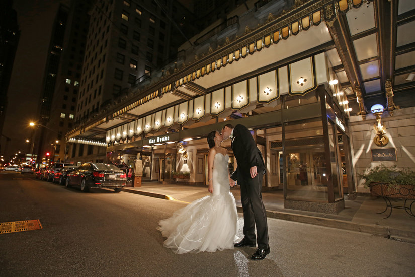 Bride and Groom Kiss