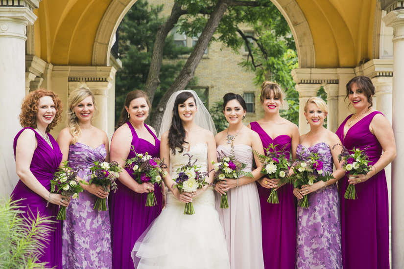 I knew I wanted mismatched bridesmaid dresses, including a floral print
