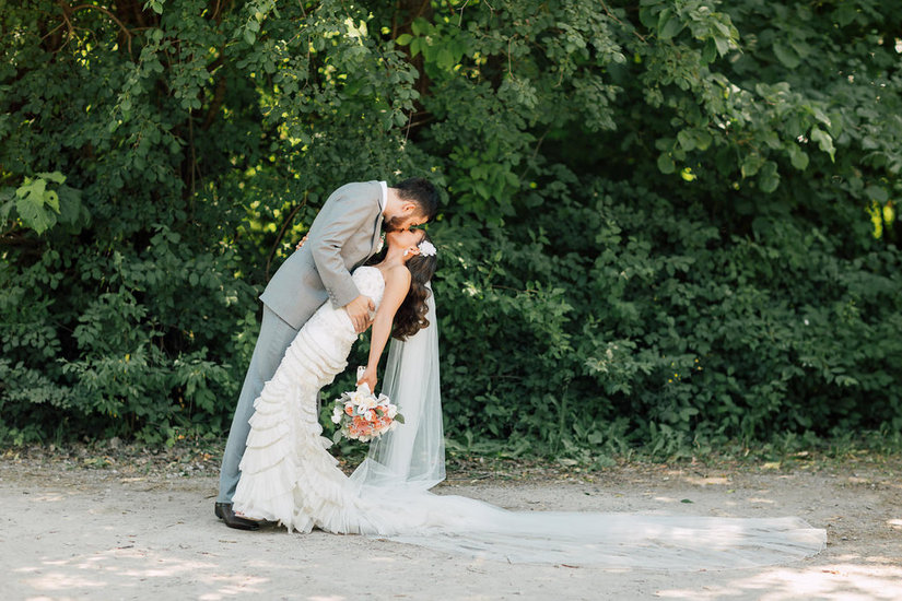 Bride and Groom Kiss