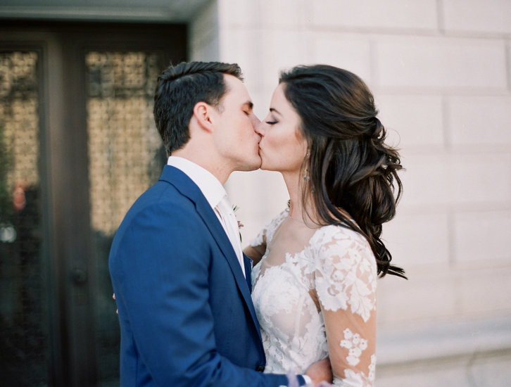 Bride and Groom Kiss