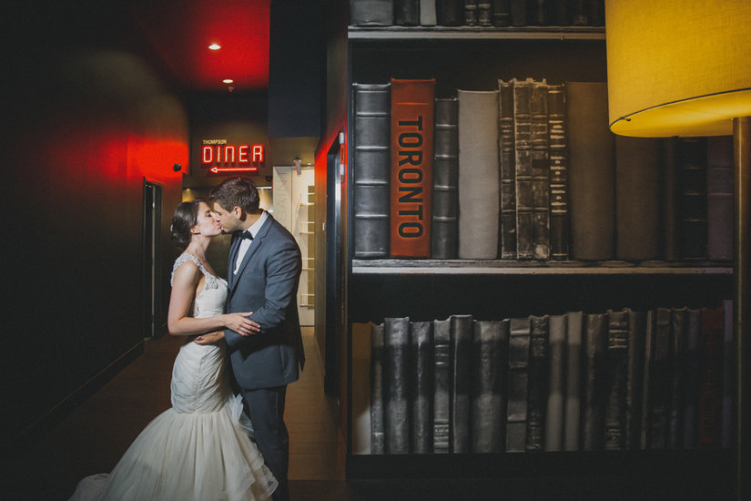 Bride & Groom In The Library
