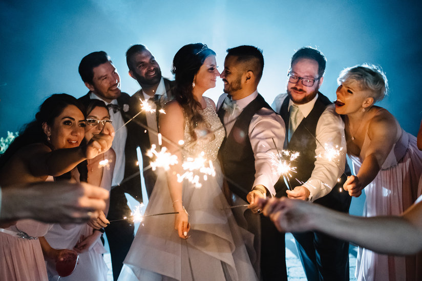 Group with sparklers