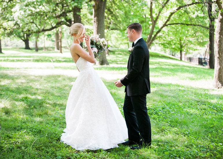 photo by Shelly Goodman Photography; Jim Hjelm by Hayley Paige gown