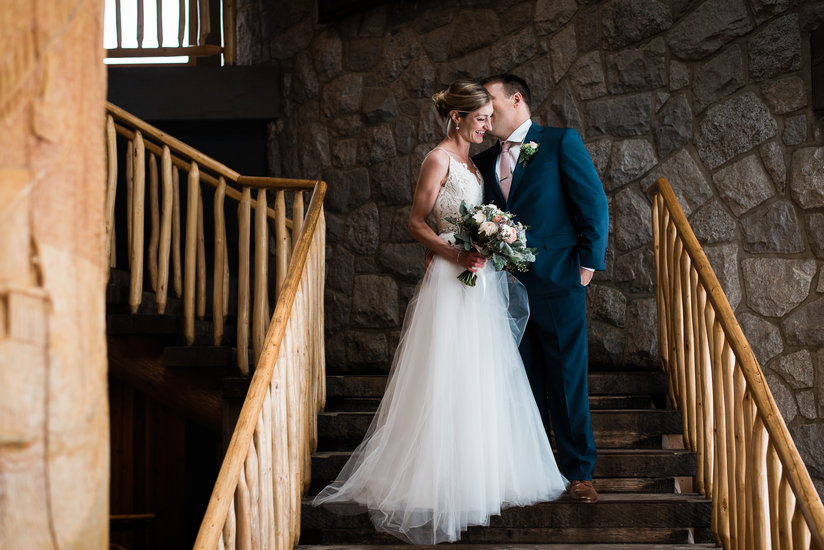 Grouse Mountain lodge bride and groom