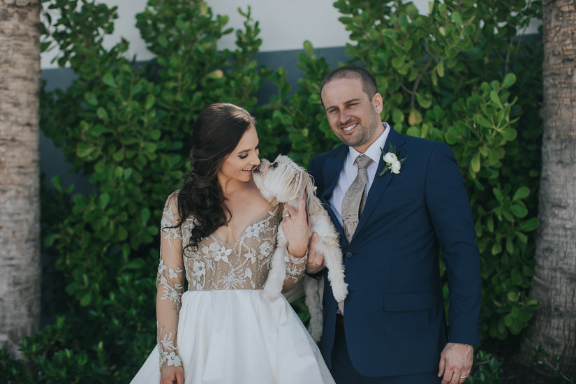 Bride and puppy kisses!