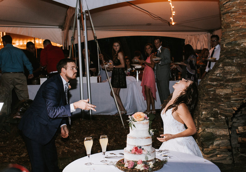 Yes, that's an action shot of the cake landing in my mouth after my husband tossed it up