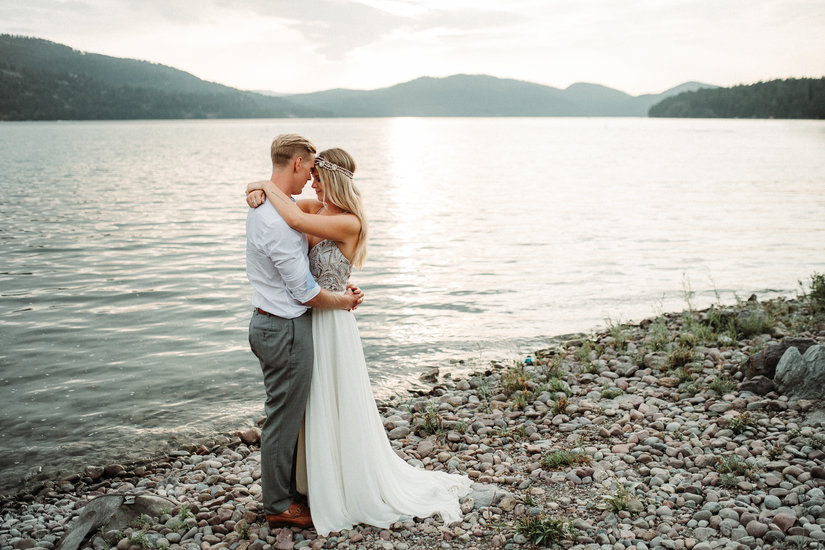 Bride and Groom at The Lodge on Whitefish Lake, in Whitefish MT,  - Joelle Julian Photography