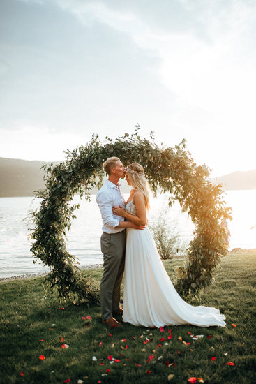 Bride and Groom at The Lodge on Whitefish Lake, in Whitefish MT,  - Joelle Julian Photography