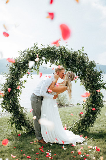 Bride and Groom at The Lodge on Whitefish Lake, in Whitefish MT,  - Joelle Julian Photography