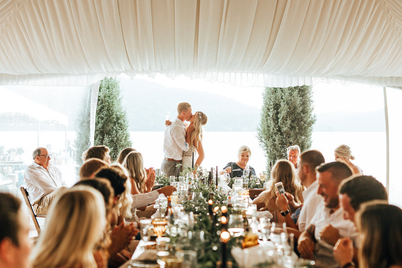 Head table at The Lodge on Whitefish Lake, in Whitefish MT,  - Joelle Julian Photography