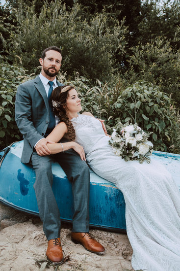 Bride and Groom on boat