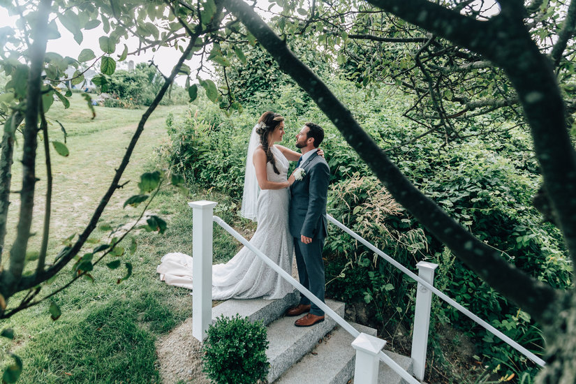 Bride and Groom on steps