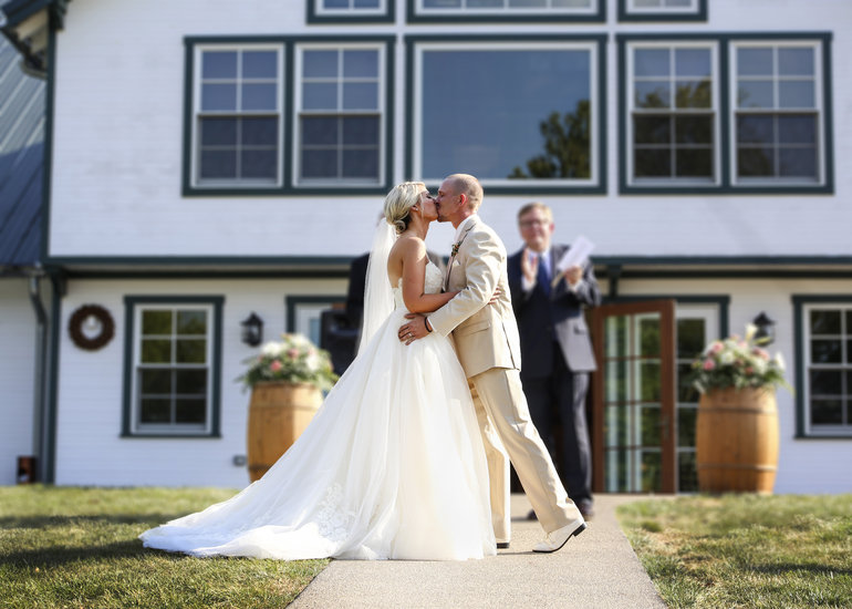 Bride and Groom Kiss