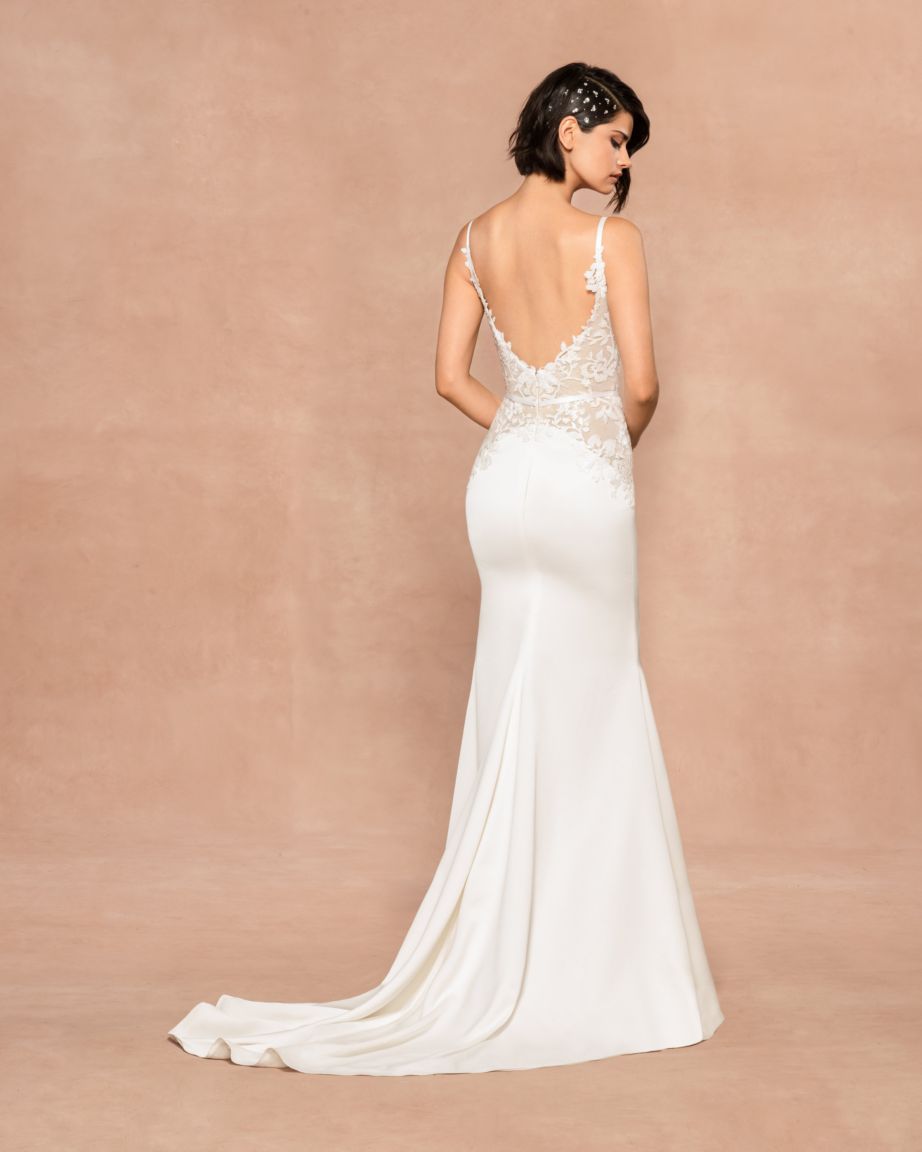 blush sheath wedding dress