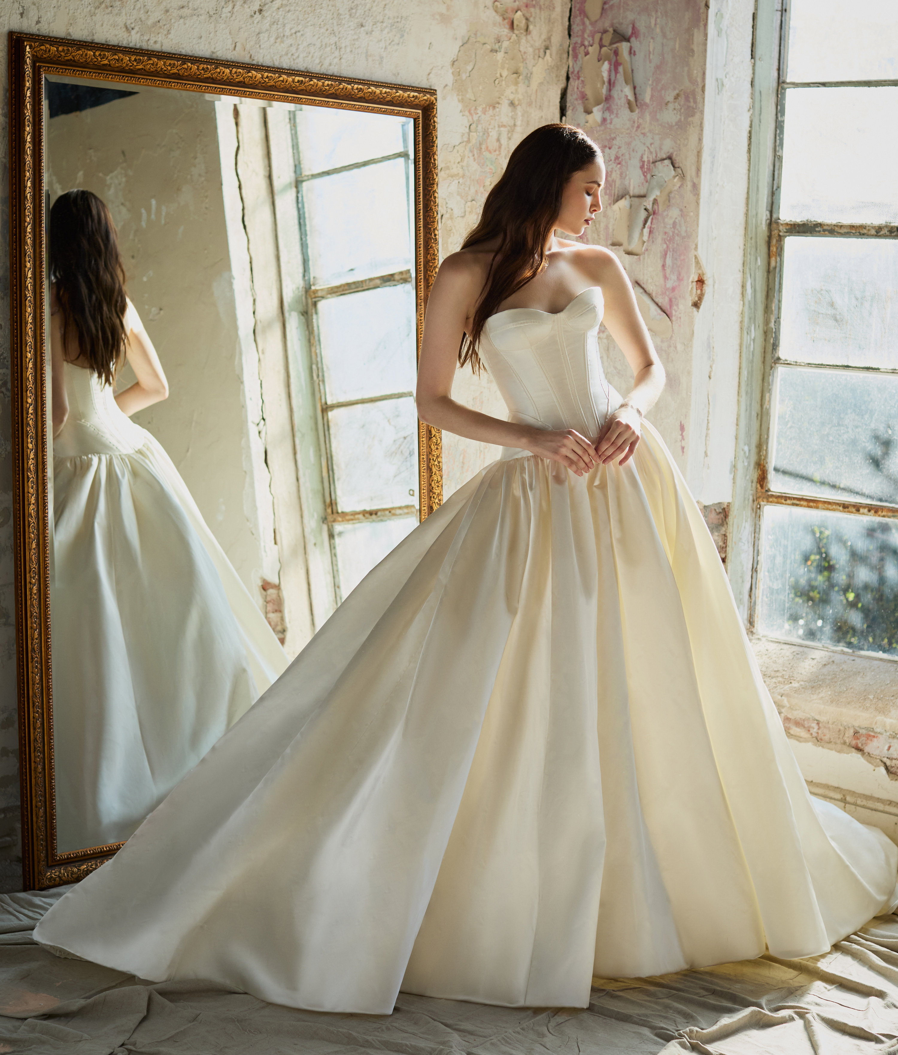 Strapless bridal ball gown.