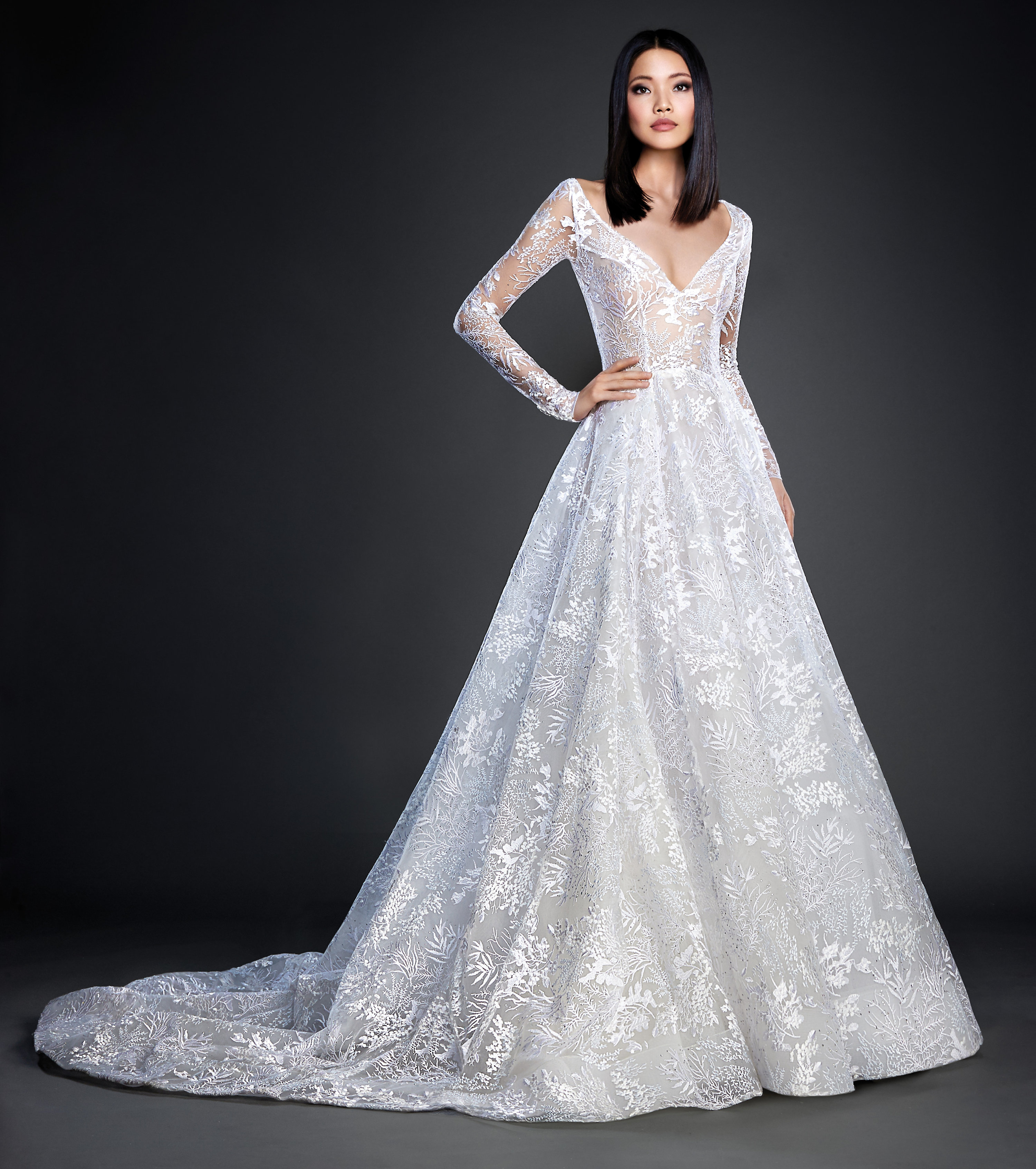 sparkly lazaro wedding dress