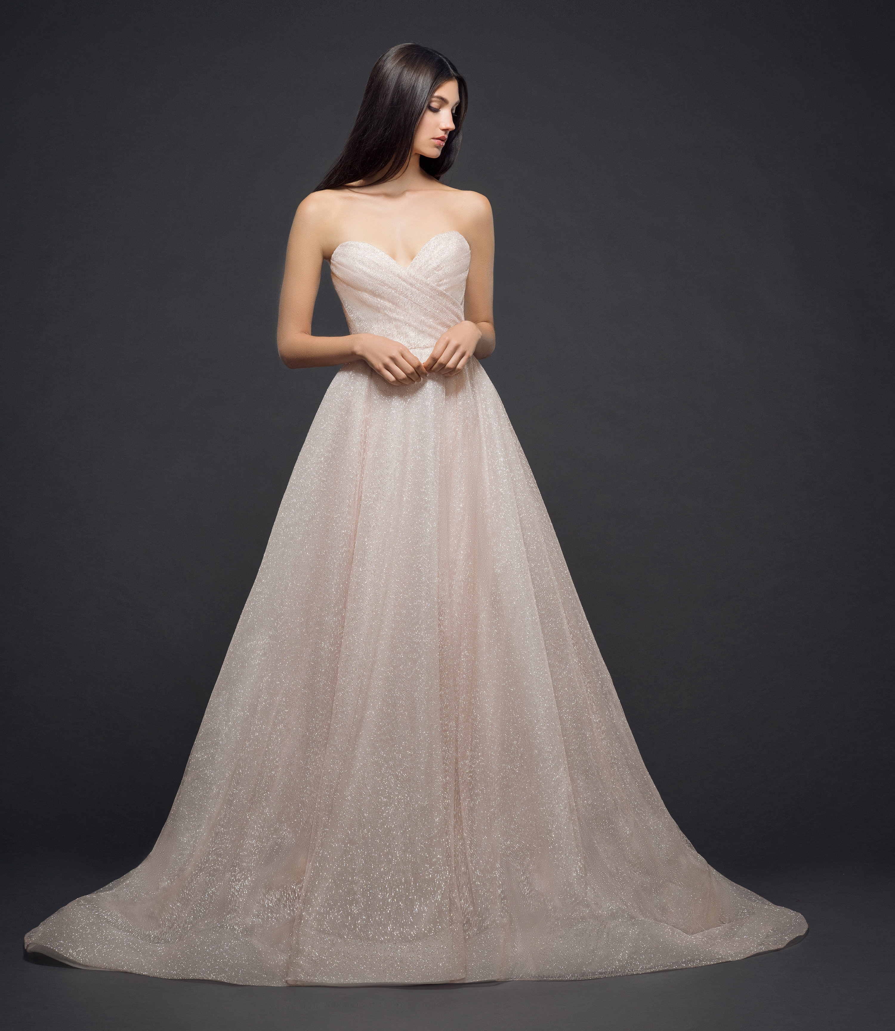 lazaro glitter tulle ball gown