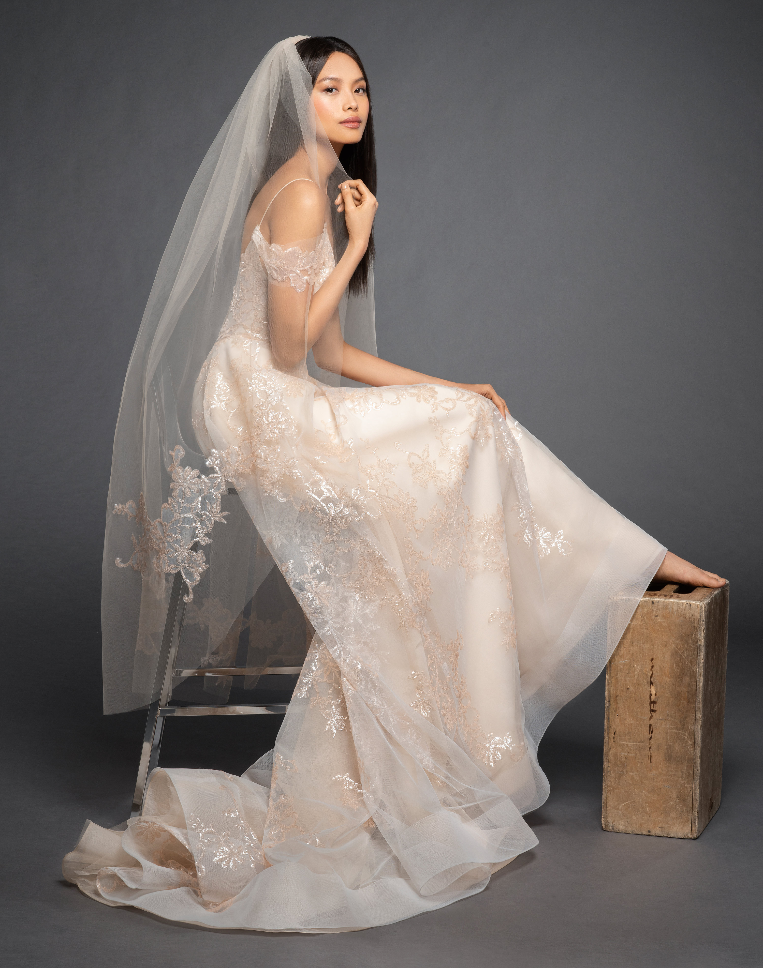 lazaro bridal glitter gown